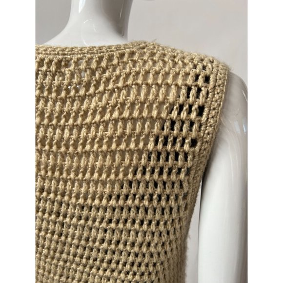 Partners Crochet Vest Size Medium Beige Acrylic - Picture 8 of 13